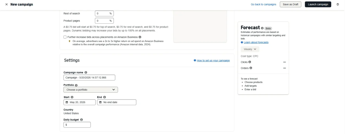 image showing step 2 of how to create amazon advertising sponsored product ads